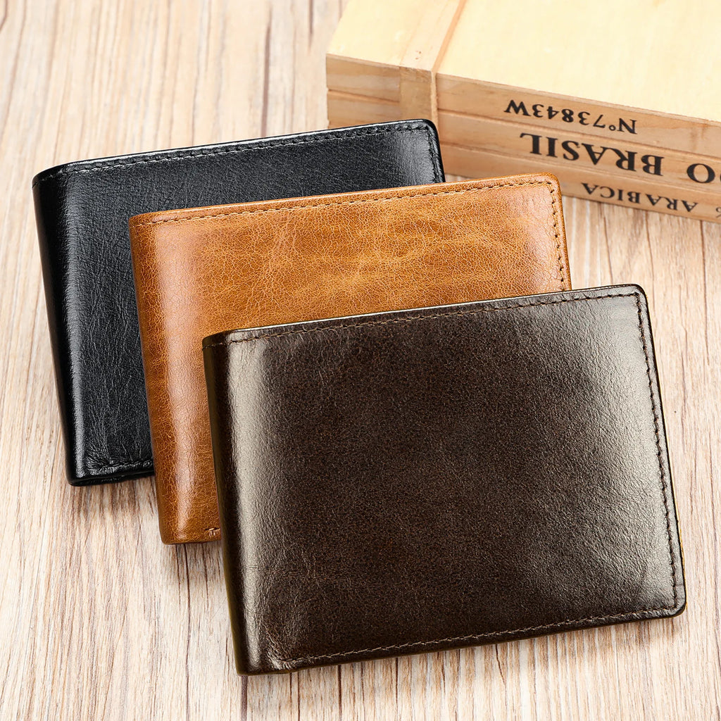 Genuine Leather Wallet for Men Premium Cowhide Retro Money Clip Slim Bifold