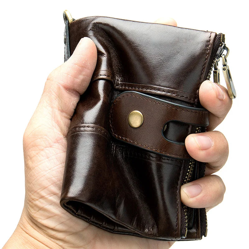 Genuine Leather Zip Wallet Women Men RFID Blocking Small Purse Fashionable Slim Card Holder
